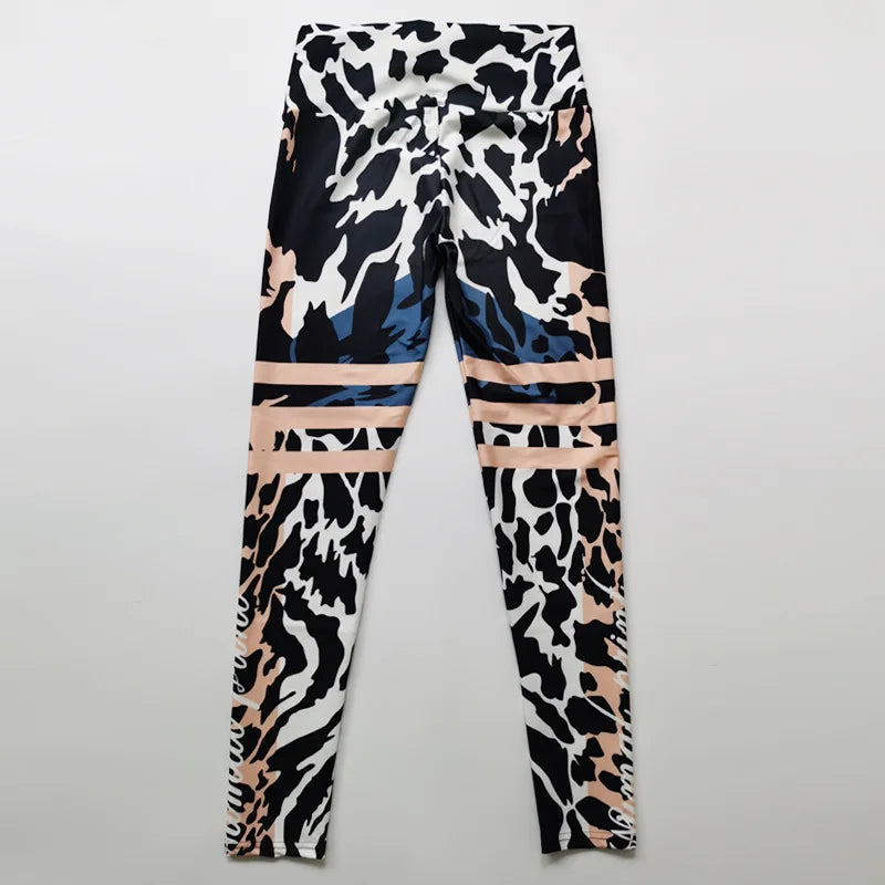 Leopard Stripe Women's Pants Push Up Running Sports Leggings